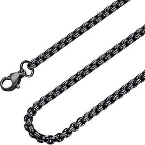 NWT Unisex 2mm Black Square Rolo Stainless Steel Round Box Chain Necklace - 18"